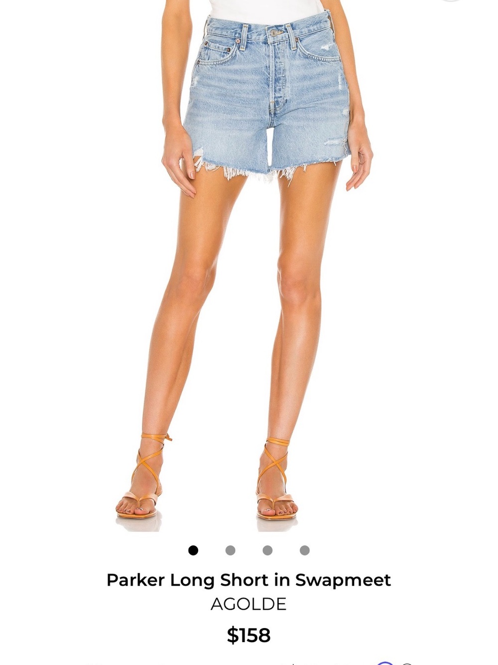 Agolde Light Blue High-Rise Distressed Denim Shorts